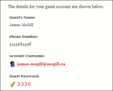 Temporary username and password