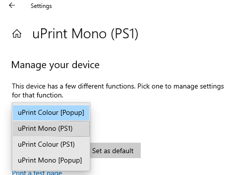 select a uPrint device from list