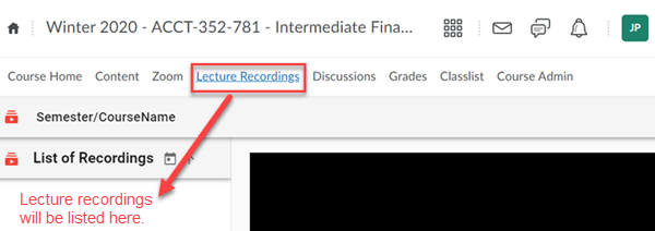Lecture recordings in myCourses