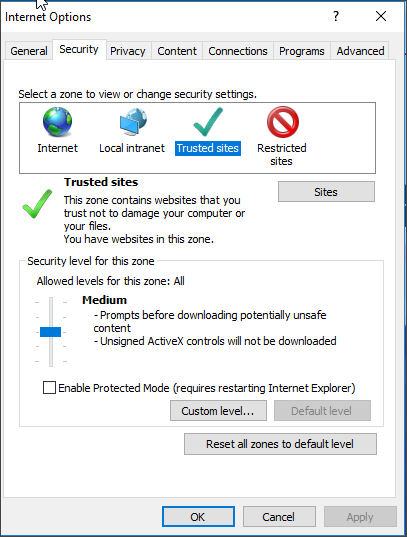 IE Security Options