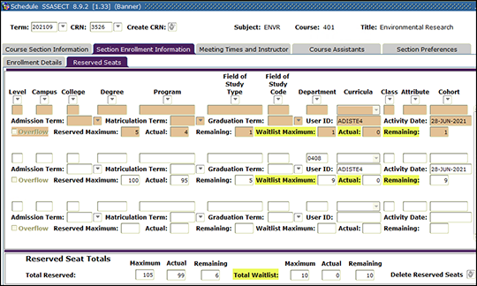 add waitlist to course section with reserve seating