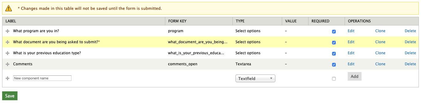 Webforms rearrange components