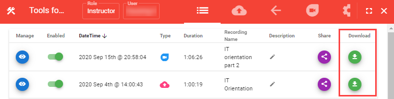 screenshot showing download column