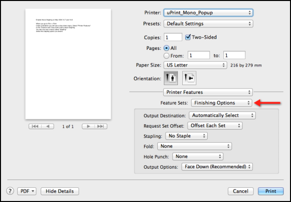 Finishing options