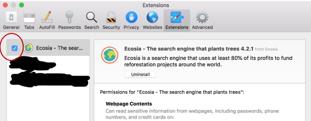 remove ecosia safari