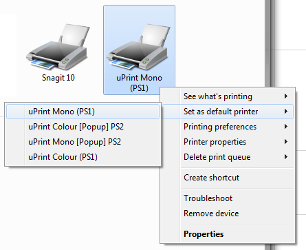 set your default printer