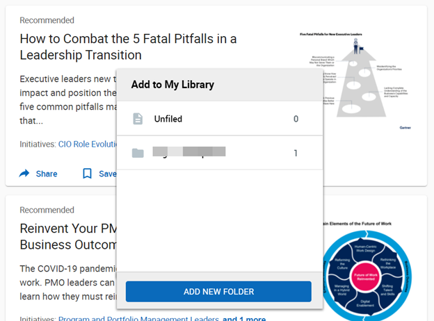 An image of the file and folder organization dialogue on Gartner