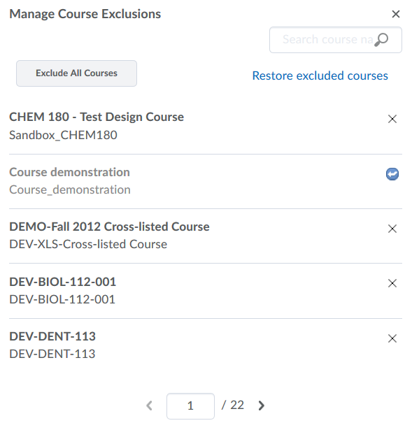 exclude courses