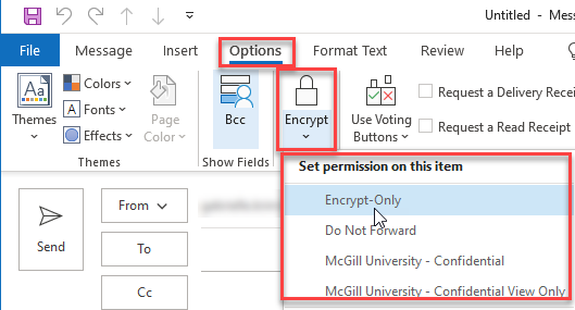 Options - Encrypt - Set permission