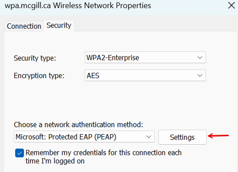 authentication settings