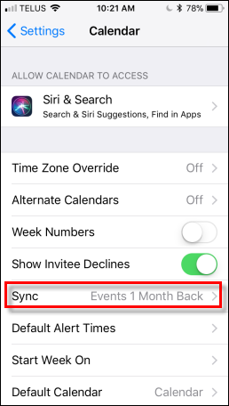 Modify synchronization settings for McGill Exchange on your iPhone 