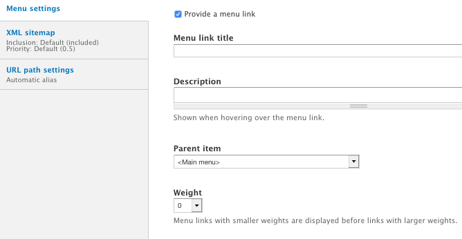 Edit Profile Menu Settings