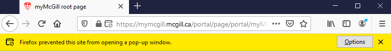 Firefox prevented a pop-up