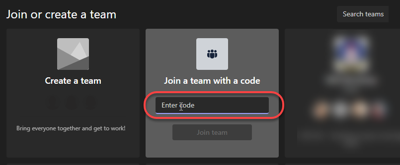 Join team using code