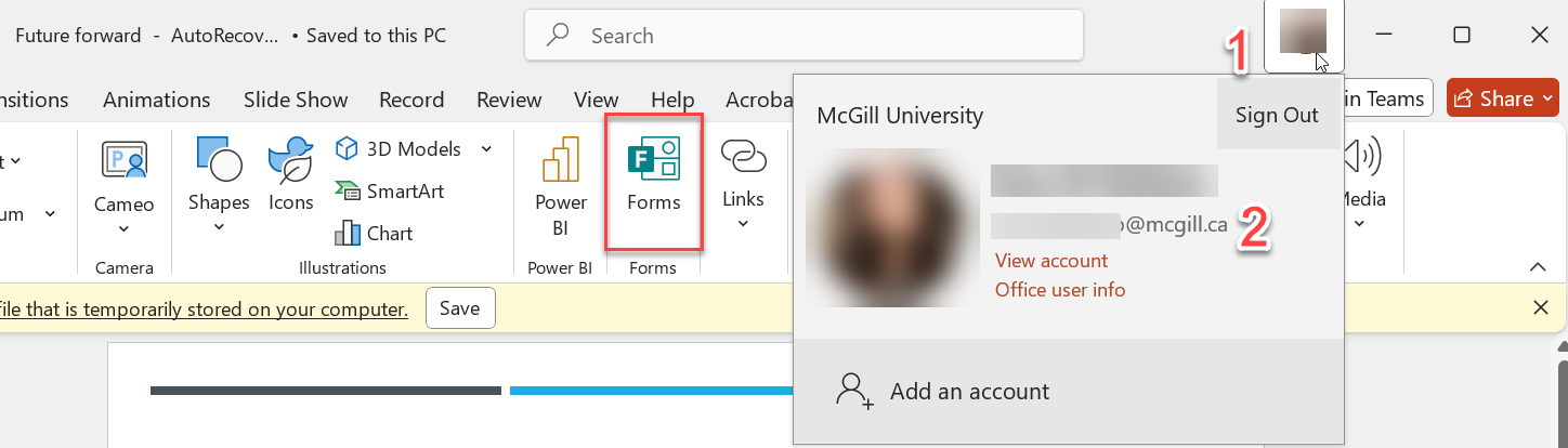 O365 log in on PPT