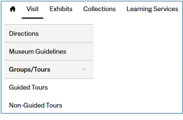 A menu showing 3 levels of links