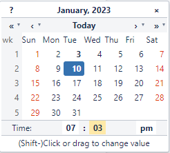 Example of how to choose the date and time.