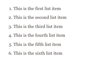 Numbered List