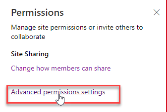 Advanced permissions settings