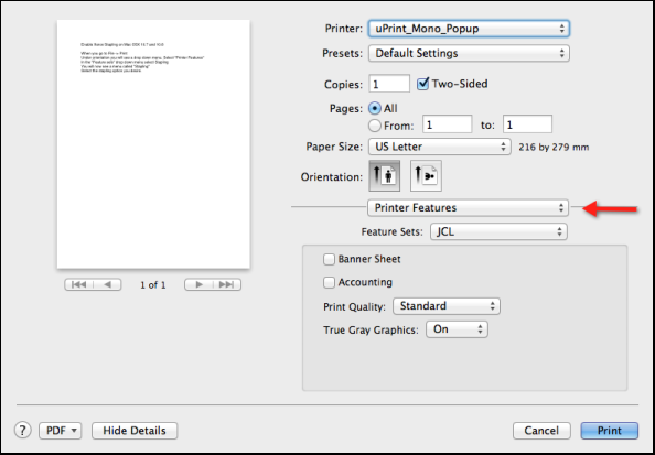 Printer Features
