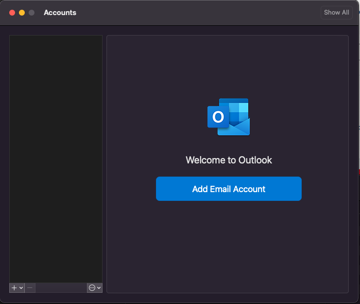 Add Email Account screen in Outlook