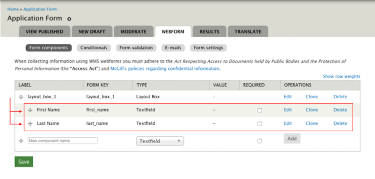 Nesting the textfields