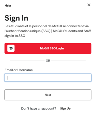 Recreation Sign In McGill Sign On or email