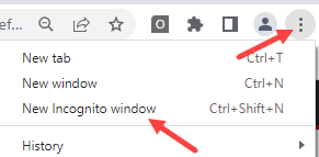 incognito Window Chrome