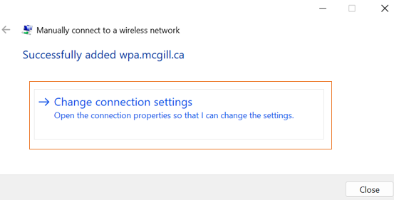 change connection settings