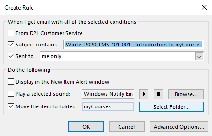 Create a rule in Outlook