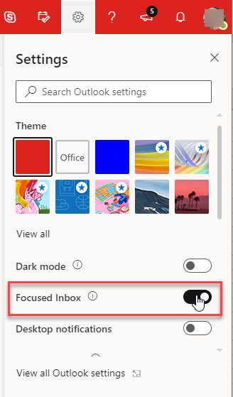 Turn on Focused inbox in Outlook on the web