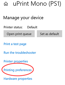 Printing preferences