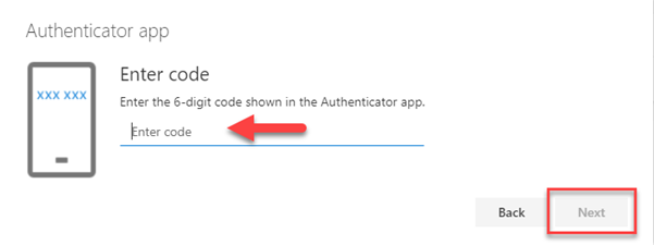 screenshot of prompt to enter authentication code