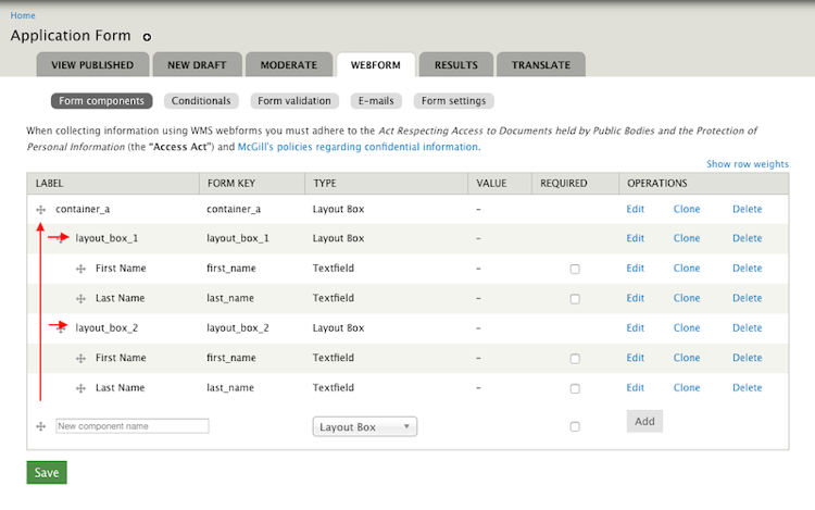 Nested fields example