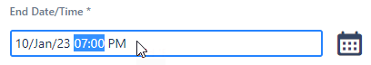 Adjust the date and time in the text field.