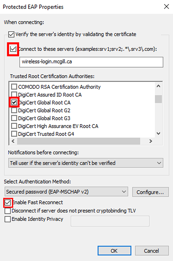 Protected EAP Properties